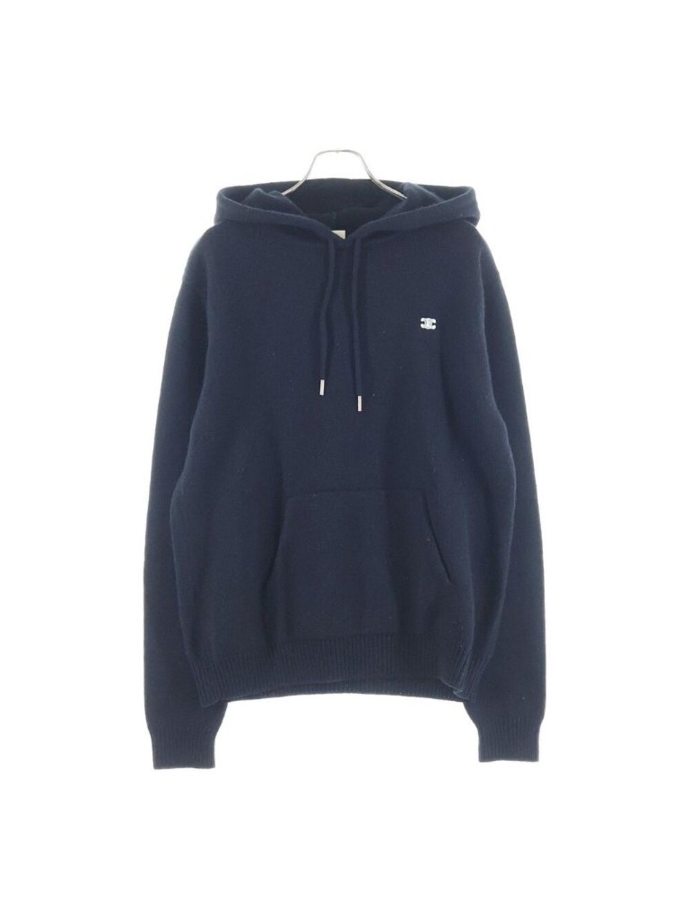Celine Triomphe Embroidery Cashmere Pullover Knit Hoodie Black